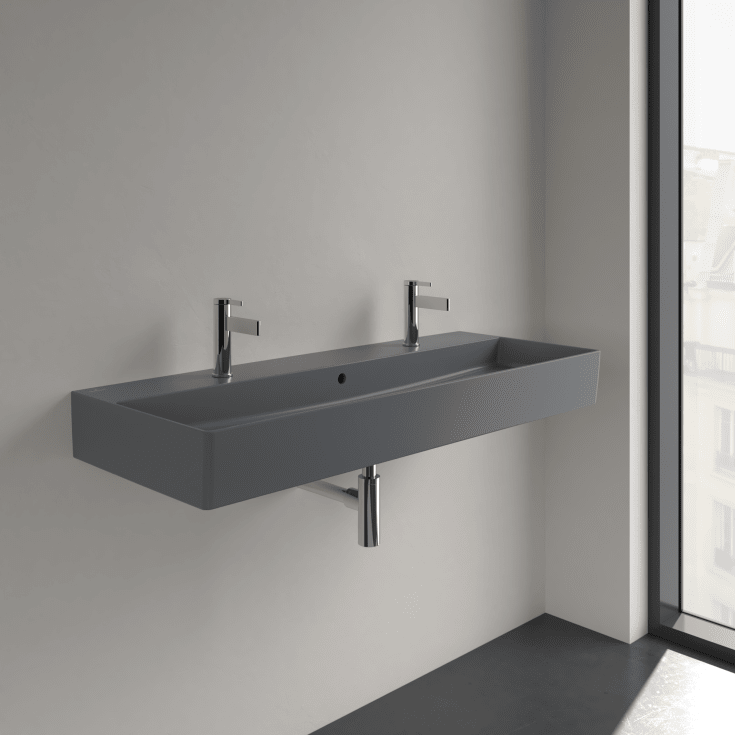 Villeroy & Boch Memento vegghengt servant, 120x47 cm, med CeramicPlus, grĂ¥