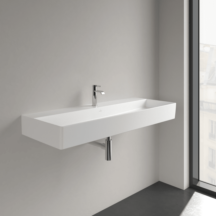 Villeroy & Boch Memento vegghengt servant, 120x47 cm, med CeramicPlus, hvit