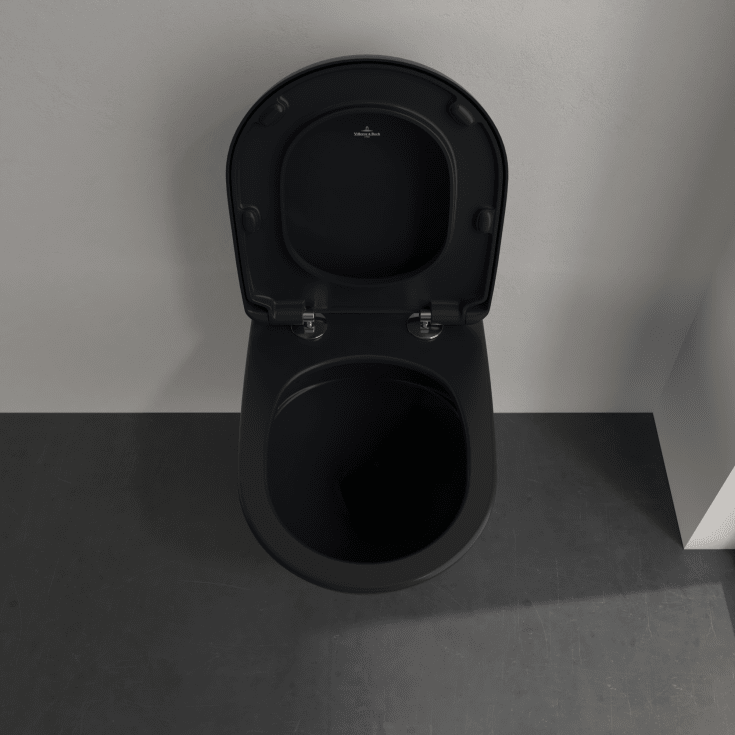 Villeroy & Boch Antao vegghengt toalett, uten skyllekant, rengjøringsvennlig, matt sort