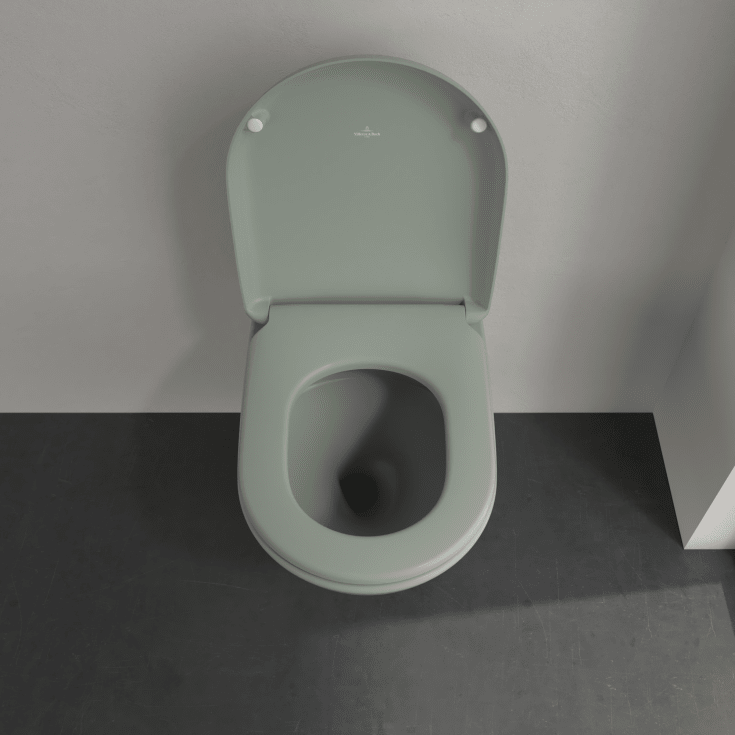 Villeroy & Boch Antao væghængt toilet, uden skyllekant, rengøringsvenlig, mat grøn