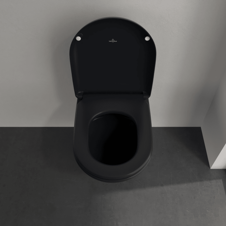 Villeroy & Boch Antao væghængt toilet, uden skyllekant, rengøringsvenlig, mat sort