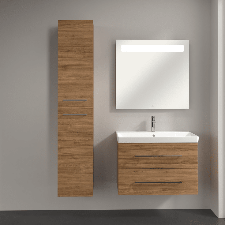 Villeroy & Boch Avento A894 højskab, 34,6x176 cm, venstre, mørk eg