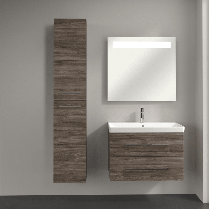 Villeroy & Boch Avento A895 vægskab, 34,6x176 cm, venstre, grå eg