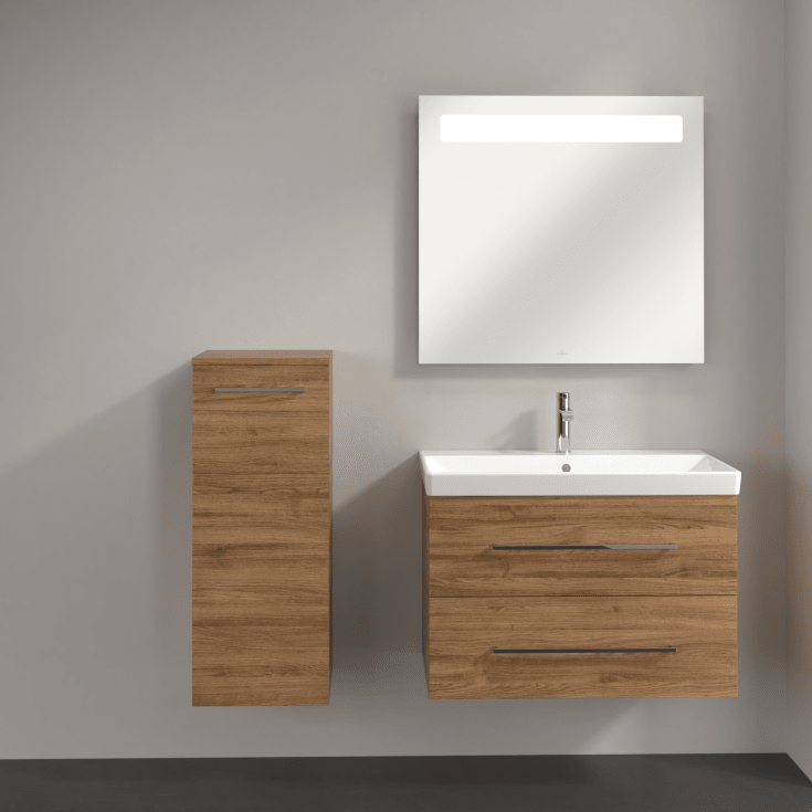 Villeroy & Boch Avento A895 väggskåp, 34,8x88,8 cm, vänster, mörk ek