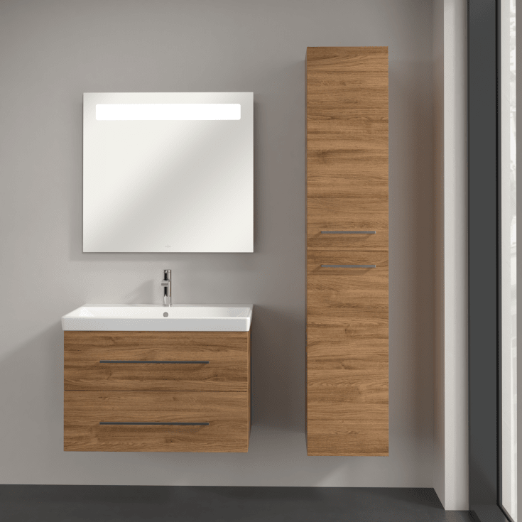 Villeroy & Boch Avento A894 högskåp, 34,6x176 cm, höger, mörk ek