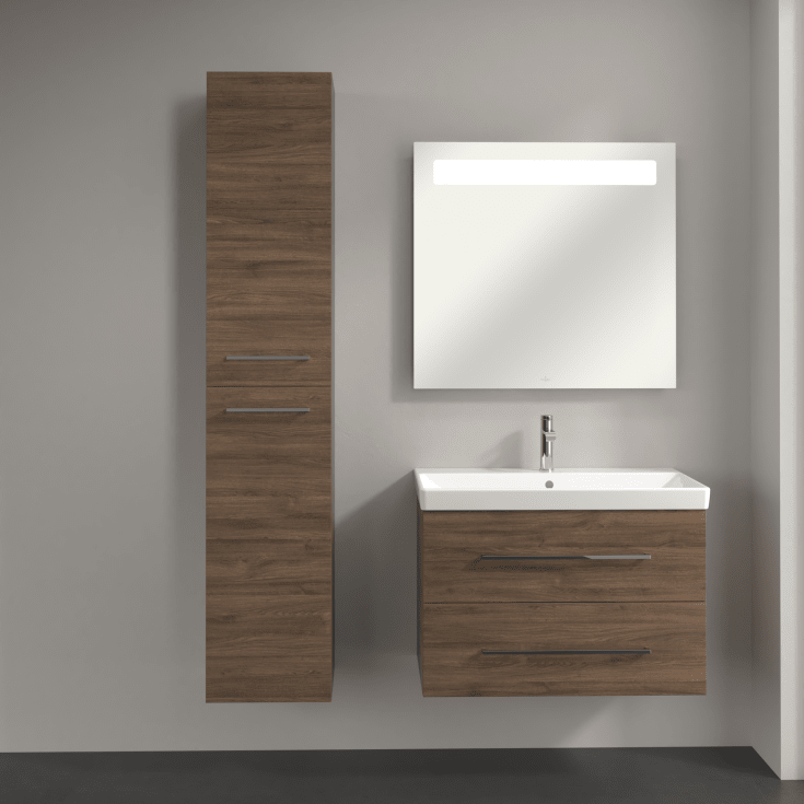 Villeroy & Boch Avento A894 højskab, 34,6x176 cm, venstre, brun eg