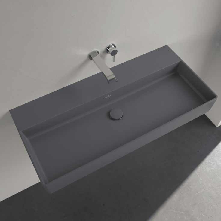 Villeroy & Boch Memento vegghengt servant, 100x47 cm, med CeramicPlus, grå