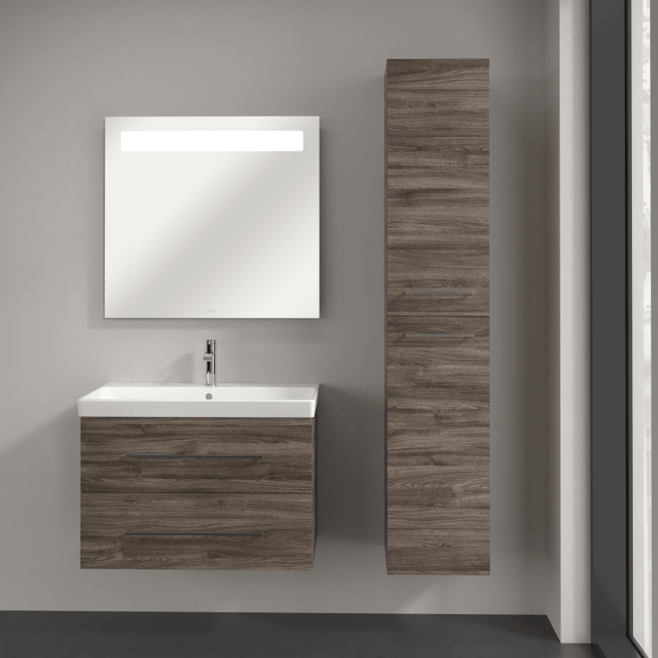 Villeroy & Boch Avento A894 högskåp, 34,6x176 cm, höger, grå ek