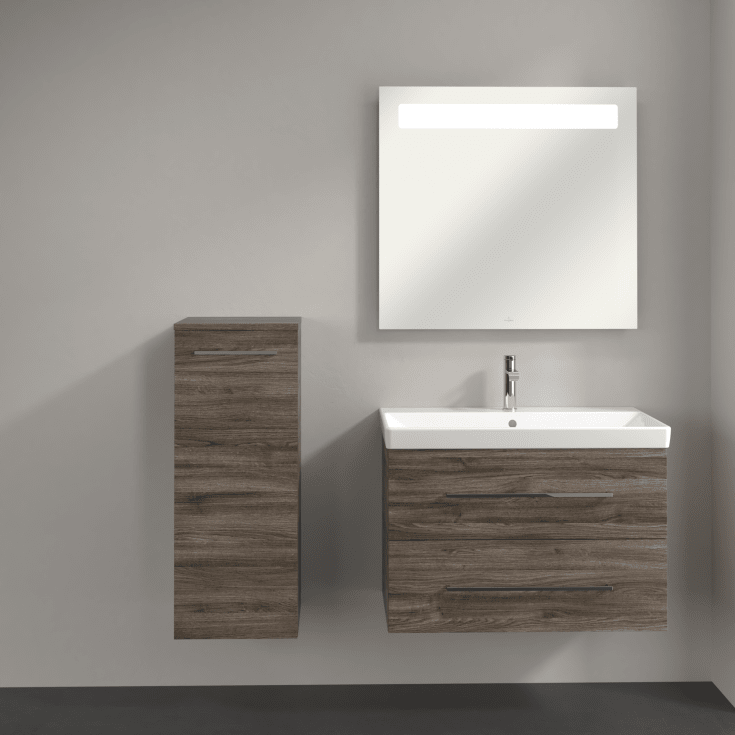 Villeroy & Boch Avento A895 väggskåp, 34,8x88,8 cm, vänster, grå ek