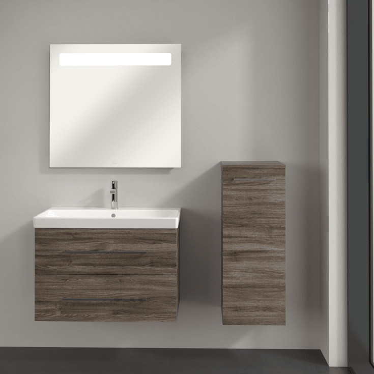 Villeroy & Boch Avento A895 väggskåp, 34,8x88,8 cm, höger, grå ek