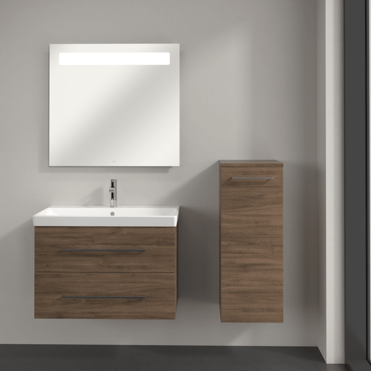 Villeroy & Boch Avento A895 veggskap, 34,8x88,8 cm, høyre, brun eik