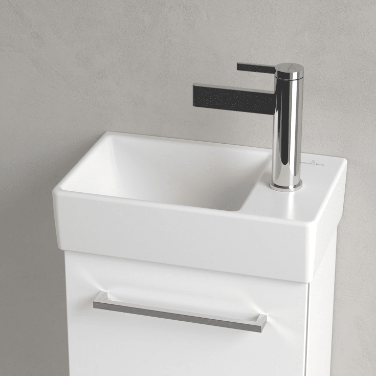 Villeroy & Boch Avento tvättställ, 36x22 cm, höger, matt vit