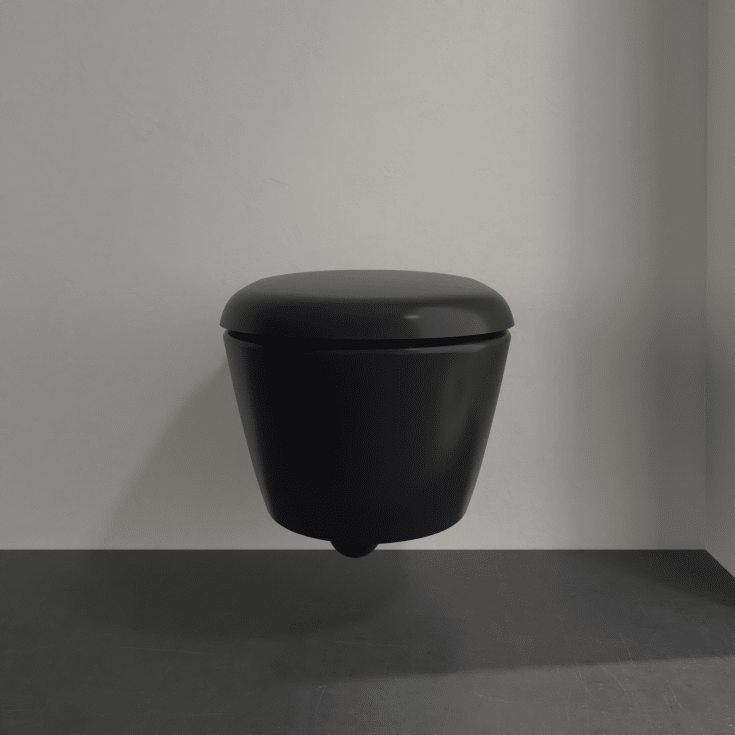 Villeroy & Boch Antao væghængt toilet, uden skyllekant, rengøringsvenlig, mat sort