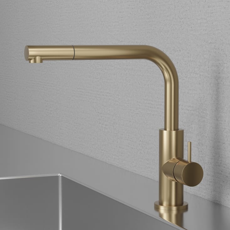 Scandtap Steel Accent 90 kjøkkenbatterieri, uttrekkbar tut, sand