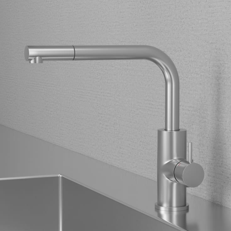 Scandtap Accent 90 D köksblandare, utdragbar pip, borstat stål