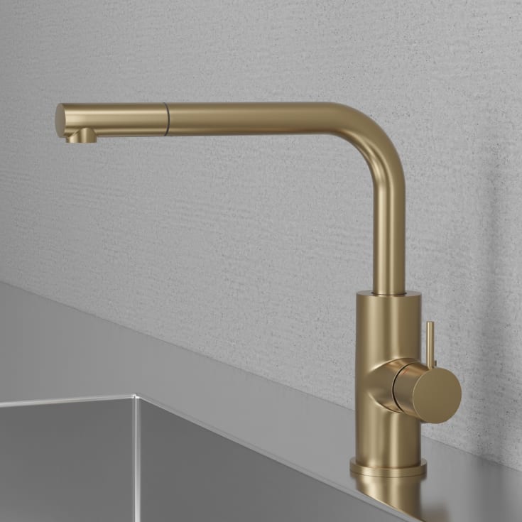 Scandtap Accent 90 D köksblandare, utdragbar pip, borstad mässing