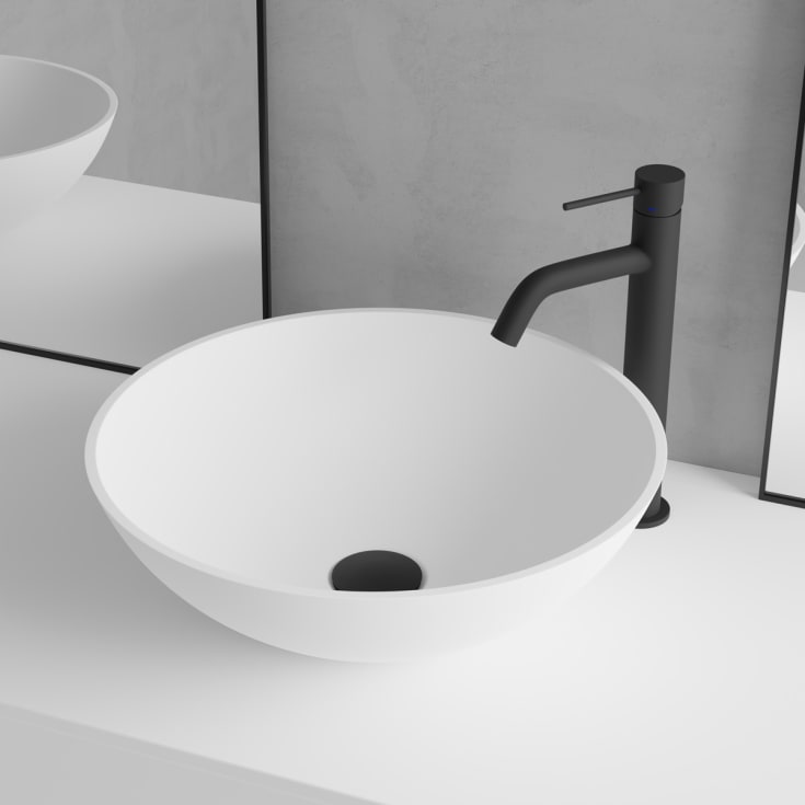 Scandtap Solid R1 tvättställ, Ø40 cm, matt vit