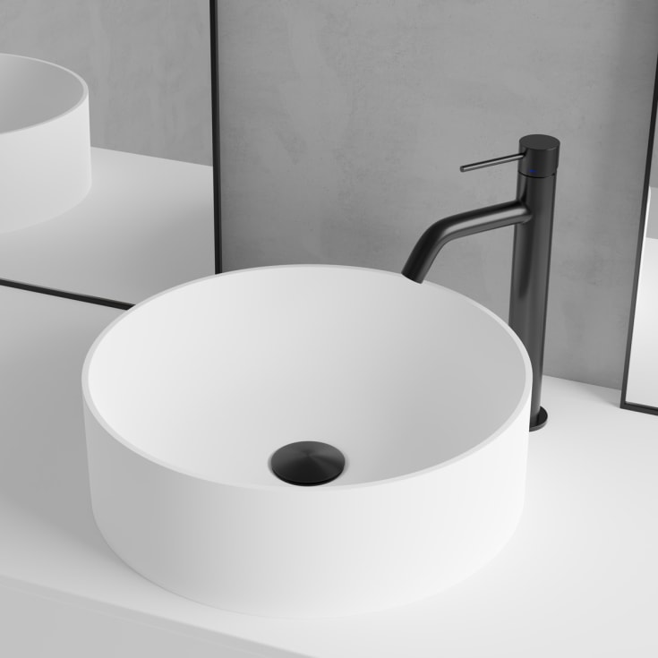 Scandtap Solid R2 håndvask, Ø38 cm, mat hvid