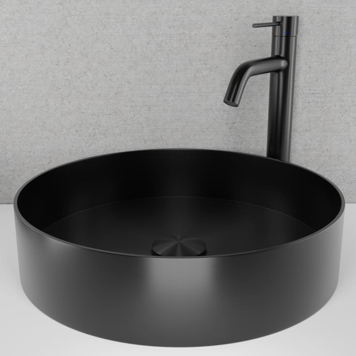 Scandtap Rare R håndvask, Ø37,5 cm, børstet sort