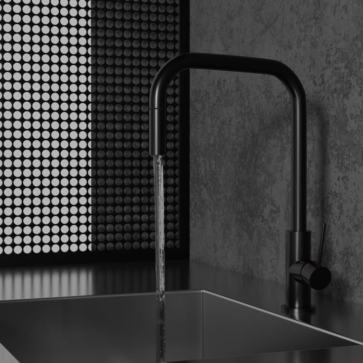 Scandtap Accent Square köksblandare, utdragbar pip, borstad svart