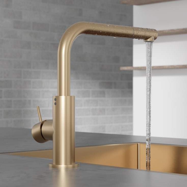 Scandtap Steel Accent 90 kjøkkenbatterieri, uttrekkbar tut, sand