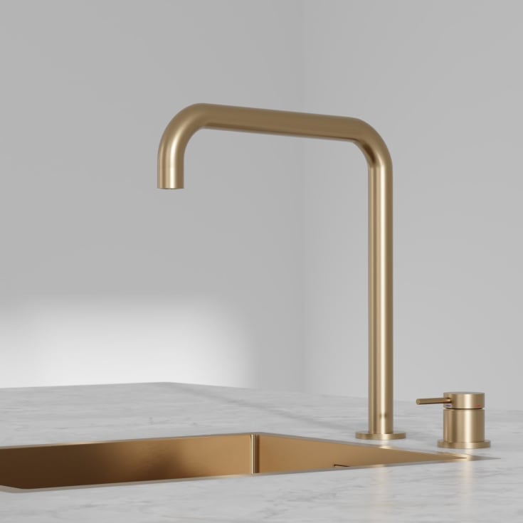 Scandtap Harmonized K2 Square køkkenarmatur, børstet messing