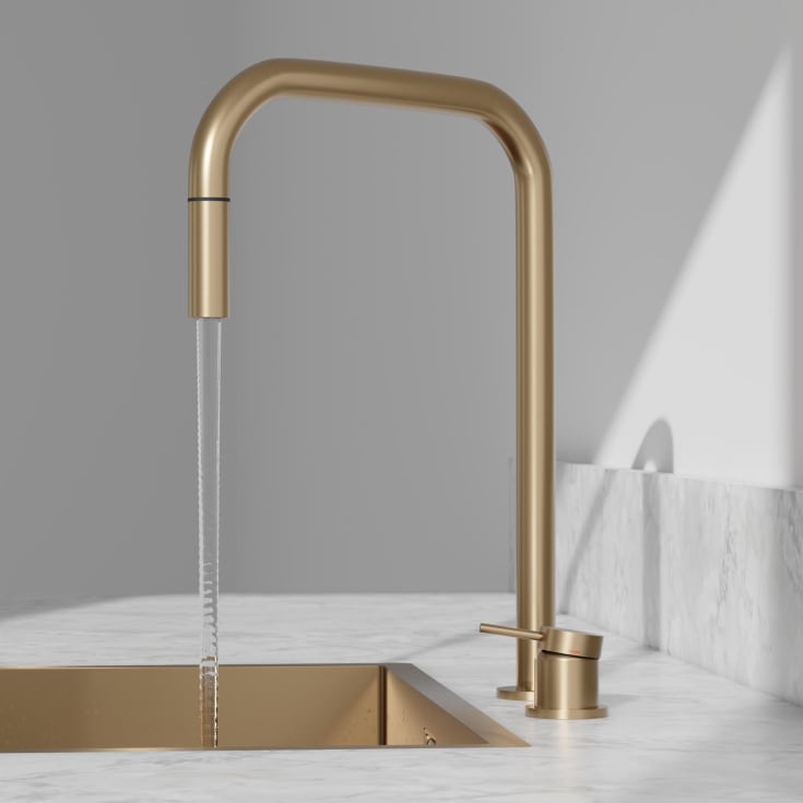 Scandtap Harmonised K2P Square köksblandare, borstad mässing