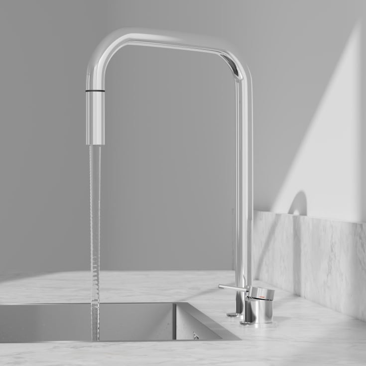 Scandtap Harmonized K2P kjøkkenbatterieri, square, uttrekkbar tut, classic