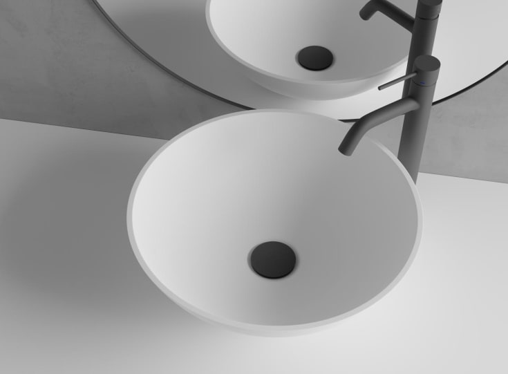 Scandtap Solid R1 tvättställ, Ø40 cm, matt vit