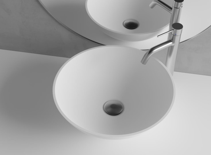 Scandtap Solid R1 håndvask, Ø40 cm, mat hvid