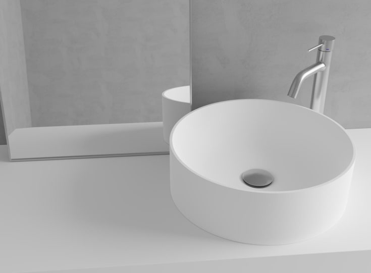 Scandtap Solid R2 tvättställ, Ø38 cm, matt vit