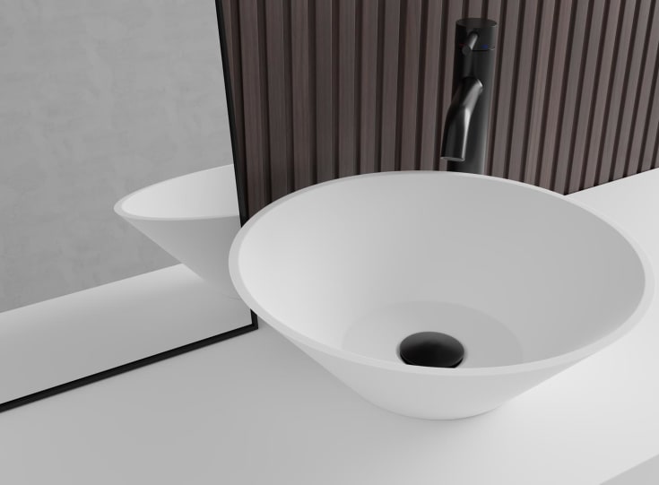 Scandtap Solid R3 håndvask, Ø40,2 cm, mat hvid