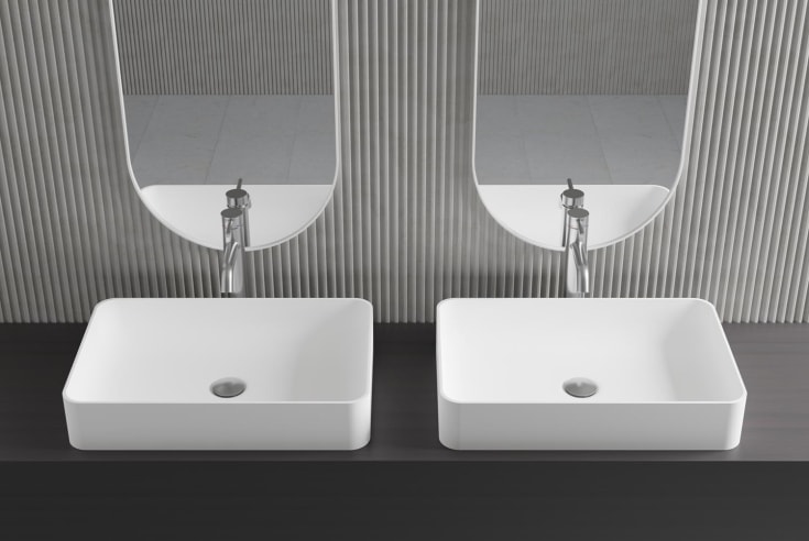 Scandtap Solid S2 tvättställ, 58x38 cm, matt vit