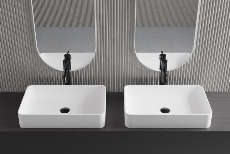 Scandtap Solid S2 håndvask, 58x38 cm, mat hvid