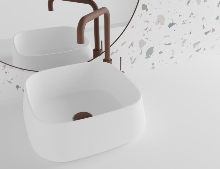 Scandtap Solid S3 tvättställ, 38x38 cm, matt vit