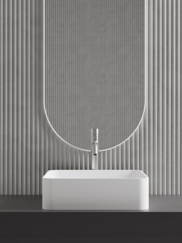 Scandtap Solid S1 håndvask, 38x38 cm, mat hvid