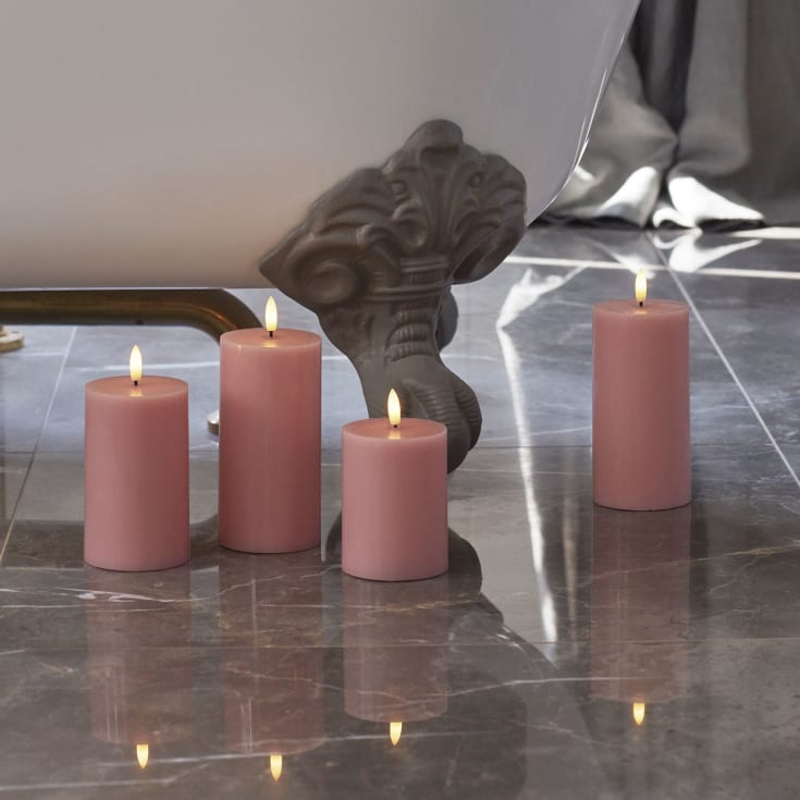 Sirius Sille LED fyrfadslys, batteri, lyserød