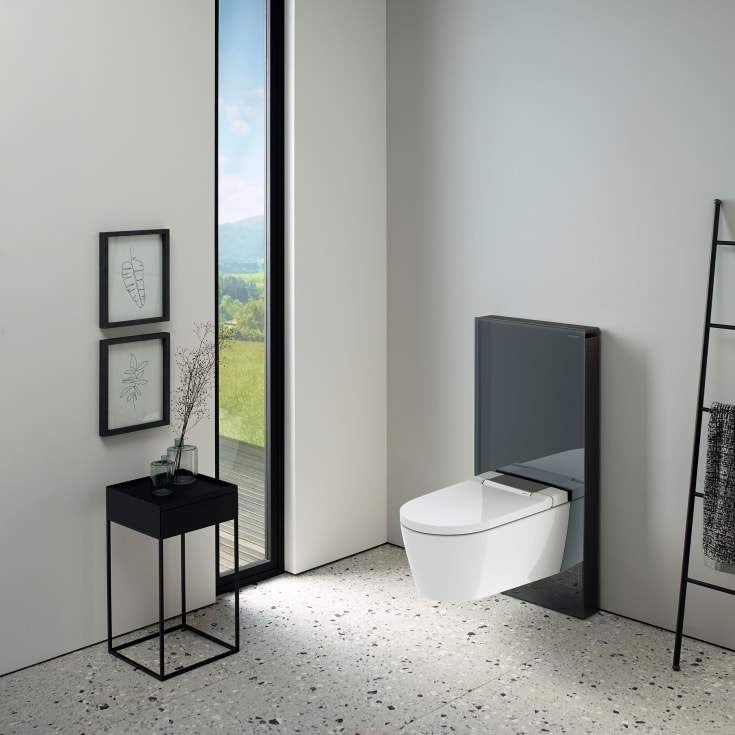 Geberit Monolith cistern för vägghängd toalett, 101 cm, grått glas