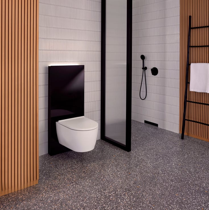 Geberit Monolith Plus sisterne for vegghengt toalett, 114 cm, svart glass