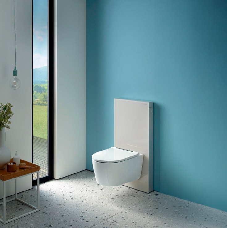 Geberit Monolith Plus cistern för vägghängd toalett, 101 cm, beige glas
