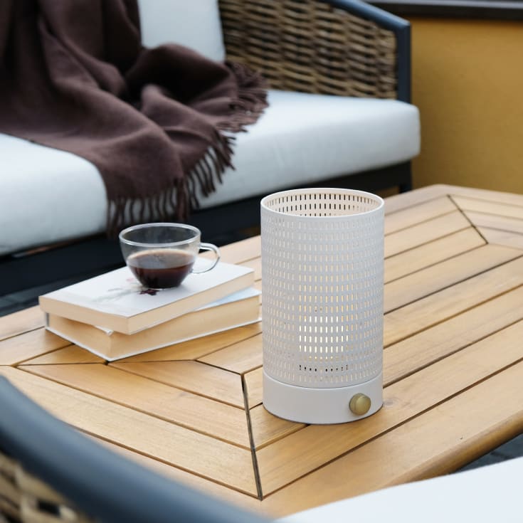 Dyberg Larsen Mesh oppladbar bordlampe, hvit