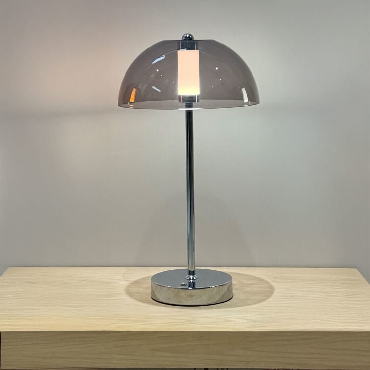 Veli Line Shade genopladelig bordlampe, røgfarvet