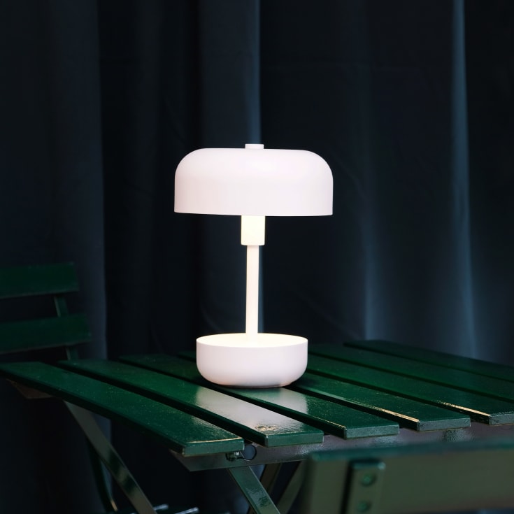 Dyberg Larsen Haipot oppladbar bordlampe, hvit
