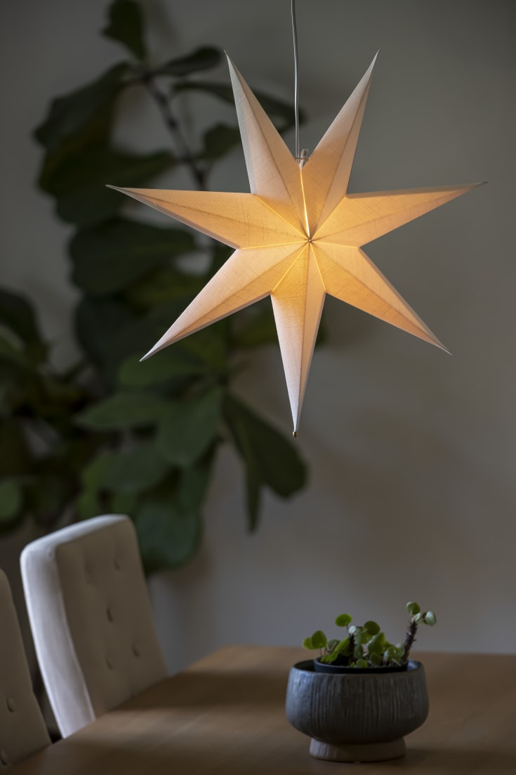 Konstsmide julestjerne med lys, 60 cm, hvit