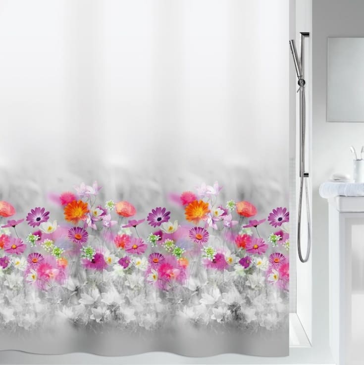 Spirella Abella dusjforheng, 180x200 cm, grå/rosa