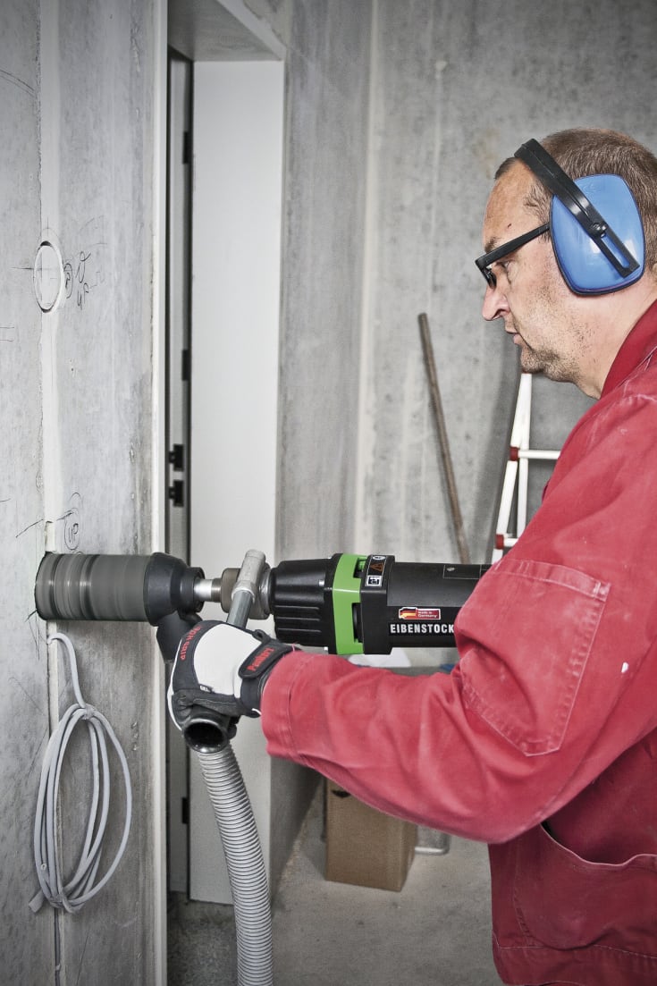 Eibenstock diamantbor ESD 1801, Tørrboring i betong