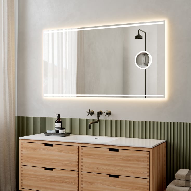 Loevschall Focus spegel med ljus, 140x75 cm