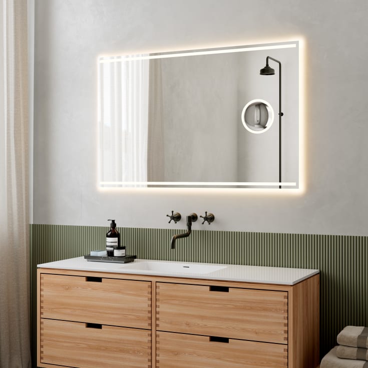 Loevschall Focus spegel med ljus, 120x75 cm