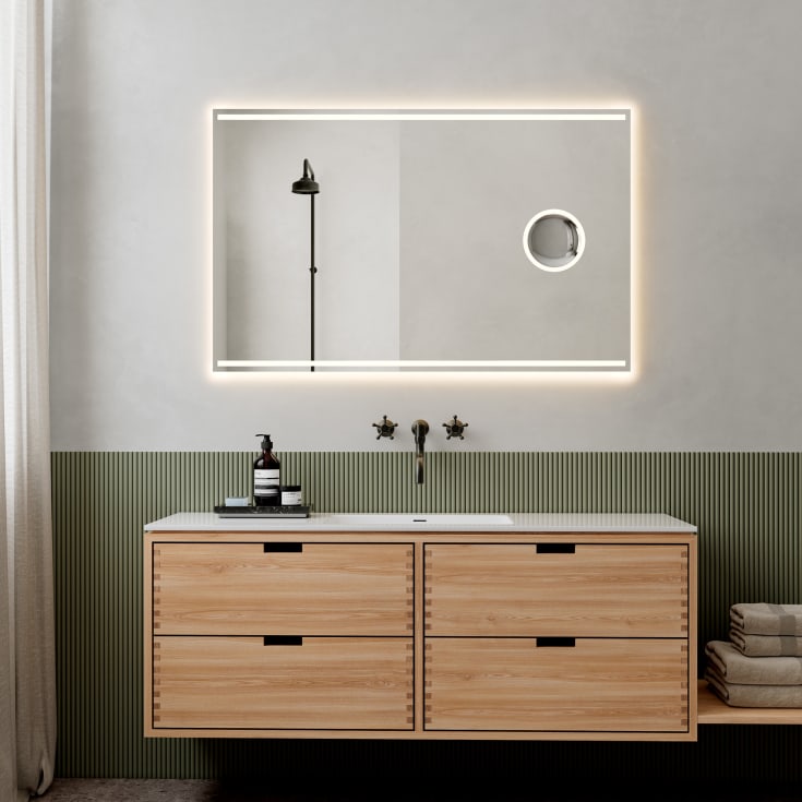 Loevschall Focus spegel med ljus, 120x75 cm