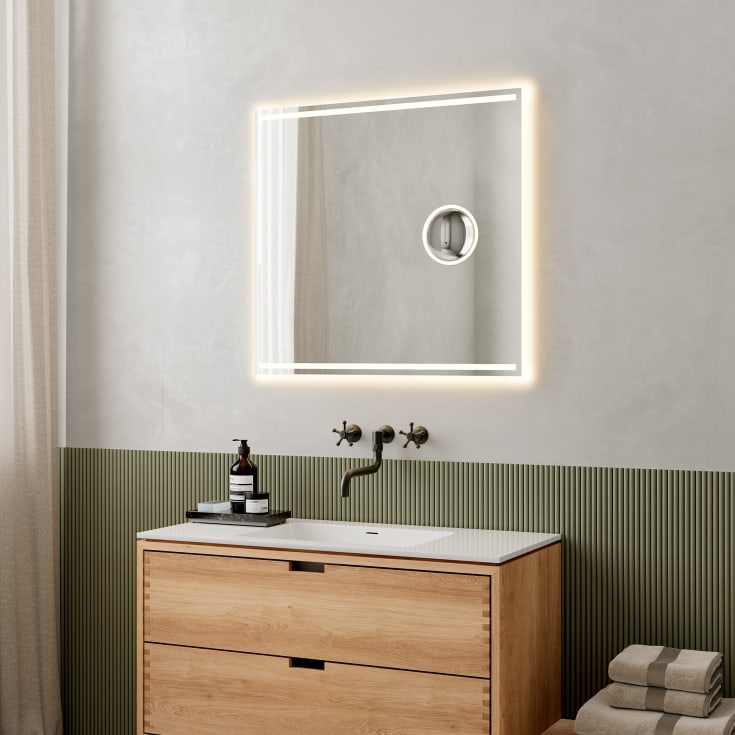 Loevschall Focus speil med lys, 80x75 cm